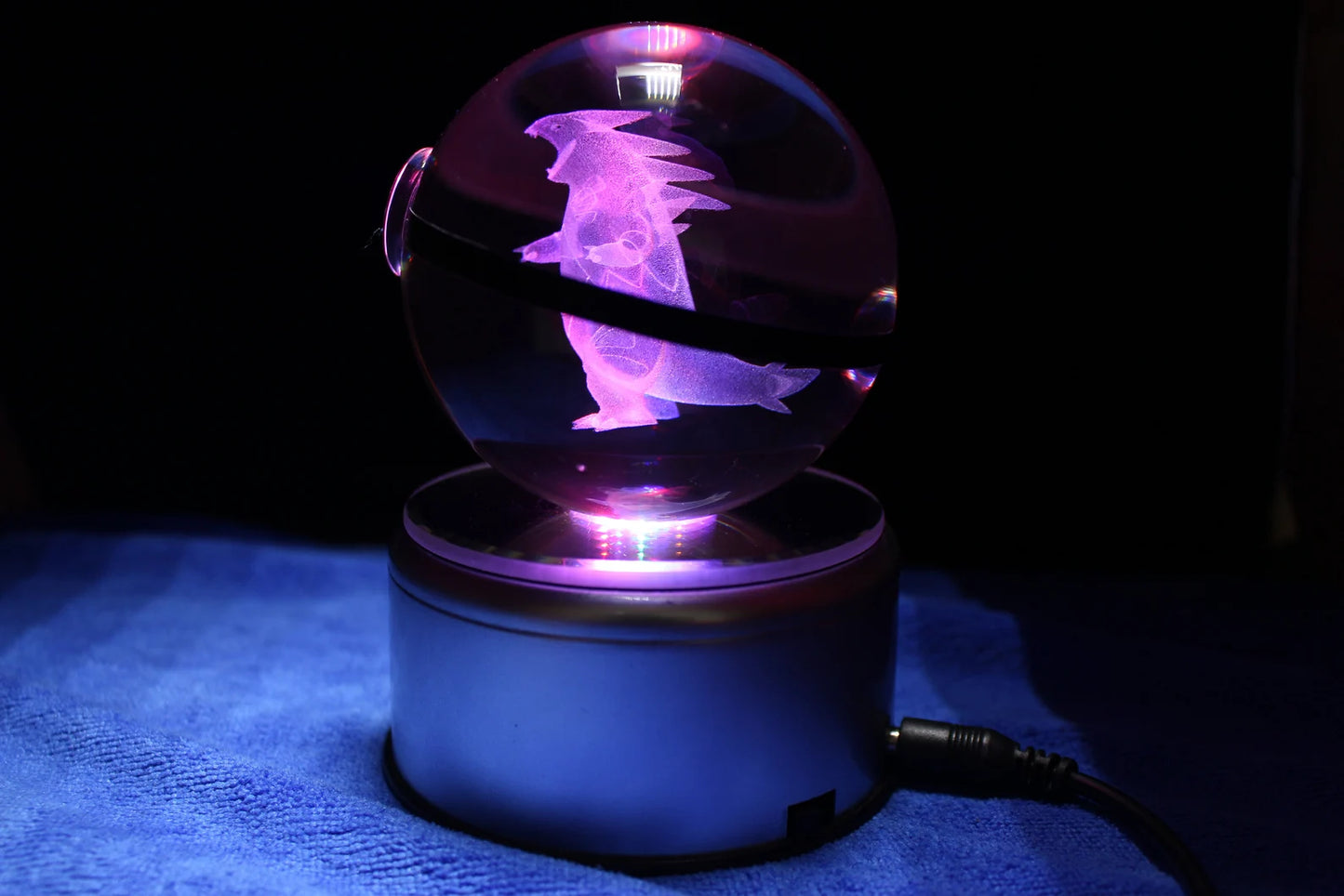 Tyranitar Large Crystal Pokeball 3D Laser Engraving