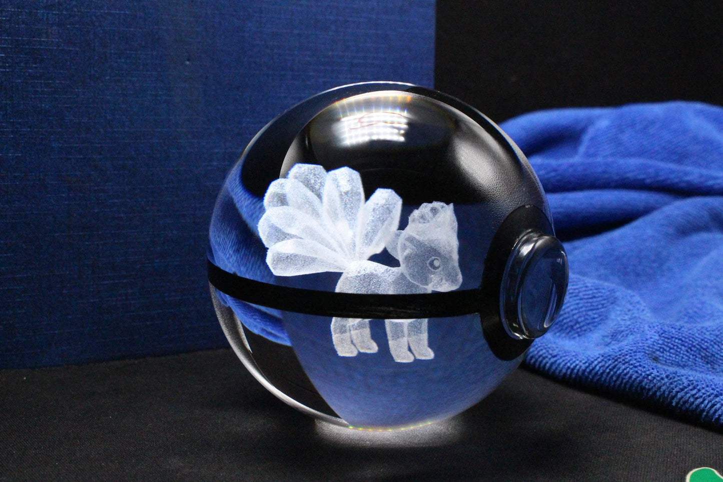 Vulpix Large Crystal Pokeball 3D Laser Engraving