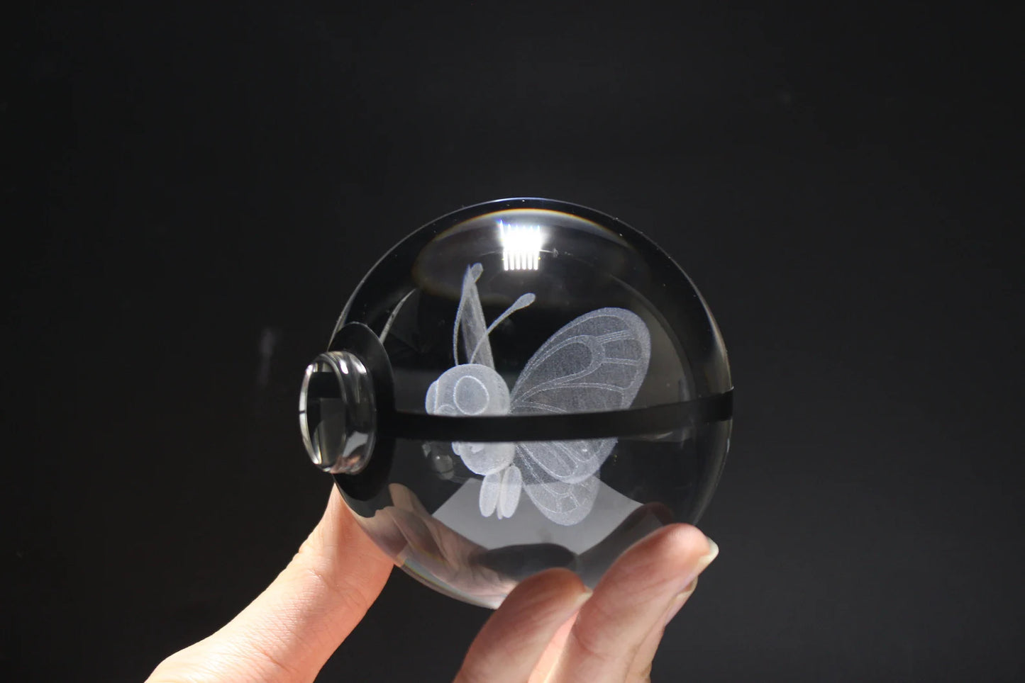 Butterfree Large Crystal Pokeball 3D Laser Engraving