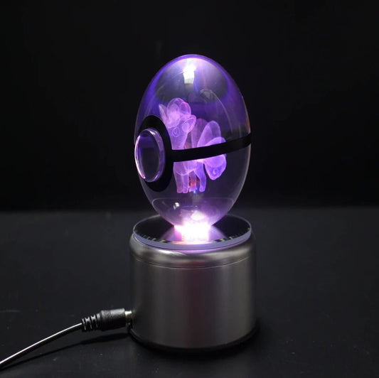 Alolan Vulpix Large Crystal Pokeball 3D Laser Engraving