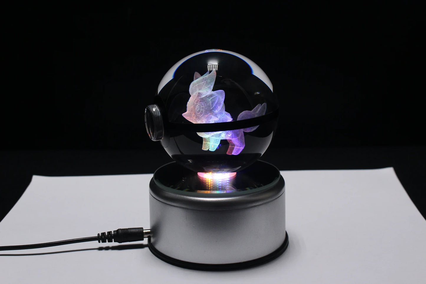 Zorua Large Crystal Pokeball 3D Laser Engraving