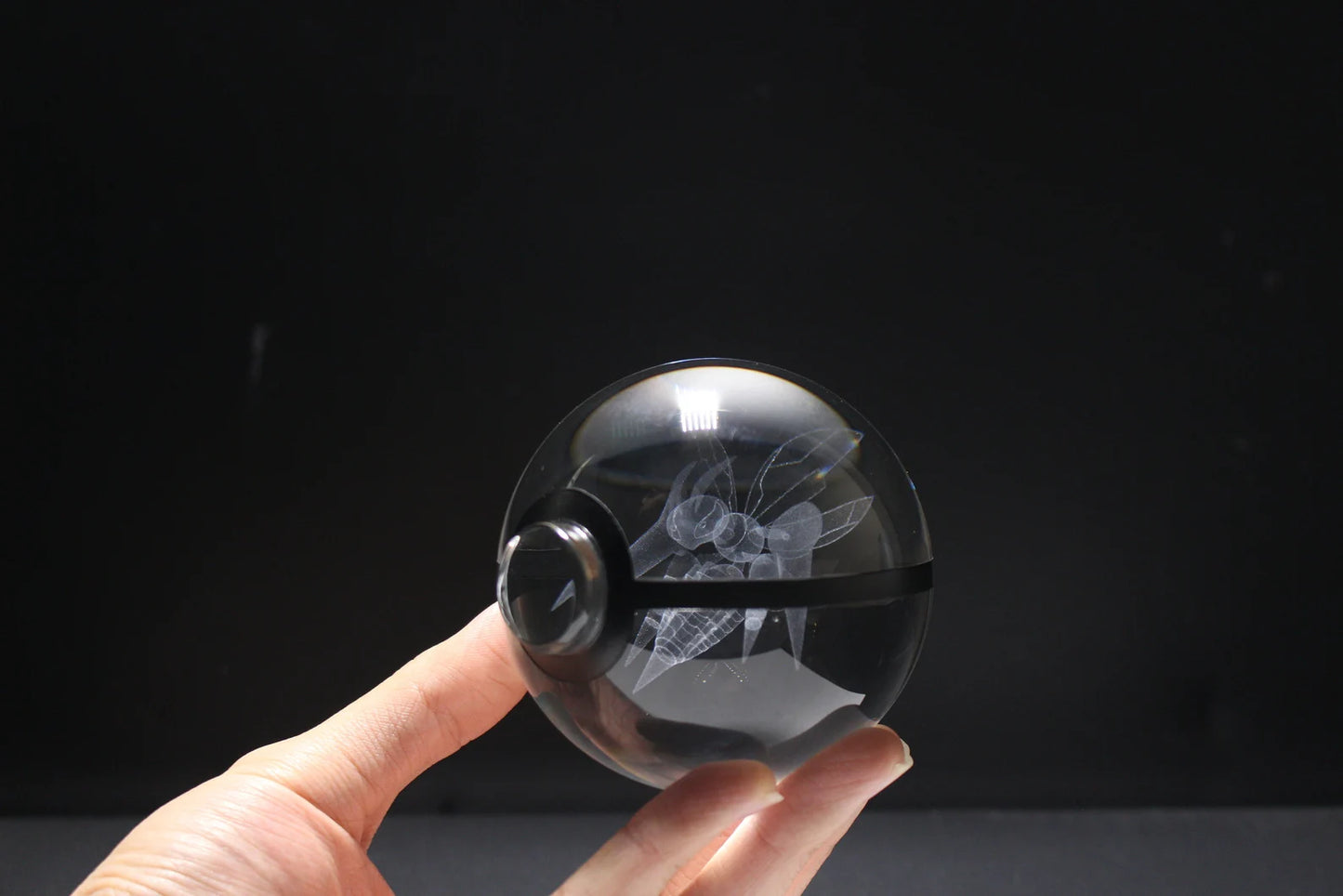 Mega Beedrill Large Crystal Pokeball 3D Laser Engraving