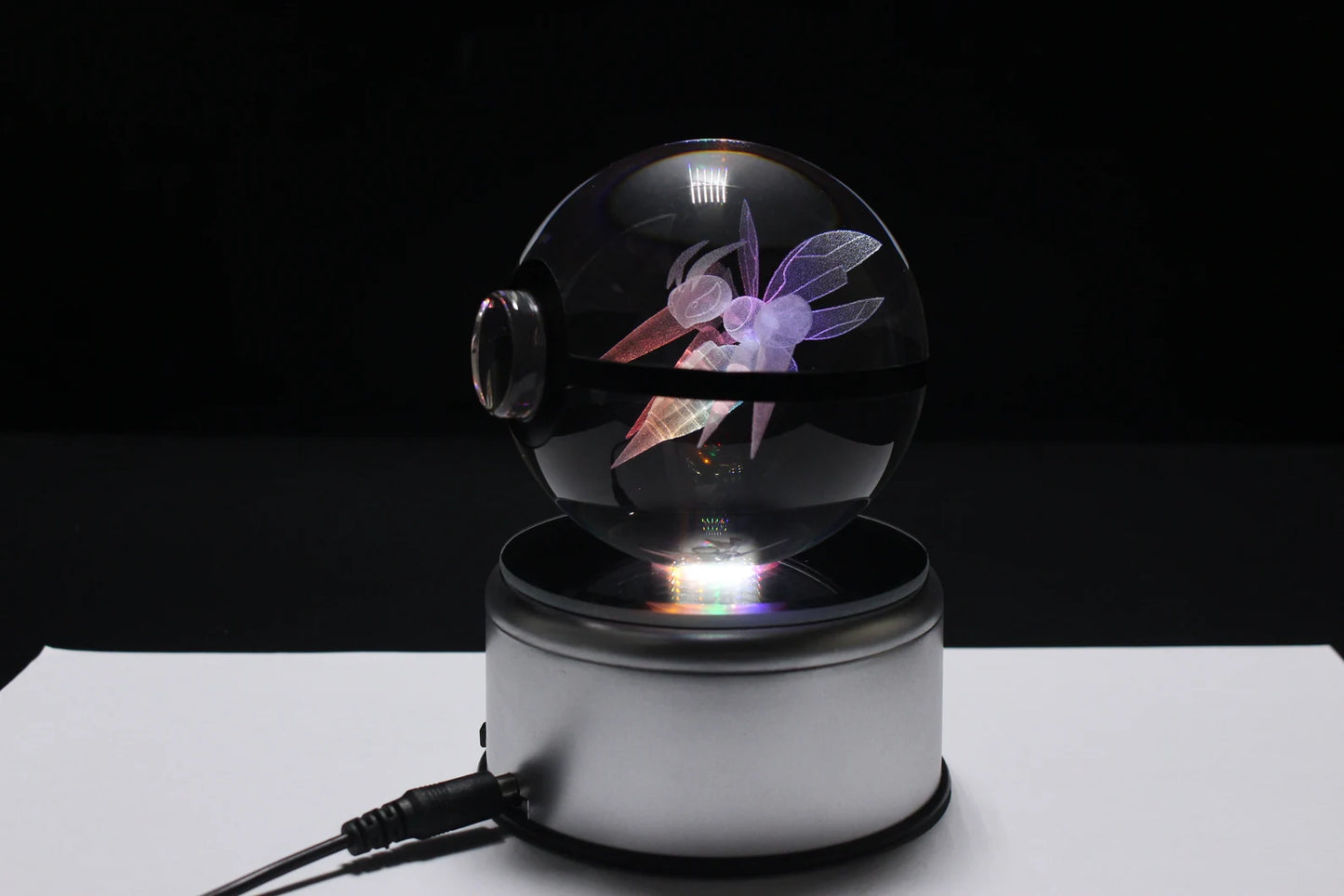 Mega Beedrill Large Crystal Pokeball 3D Laser Engraving