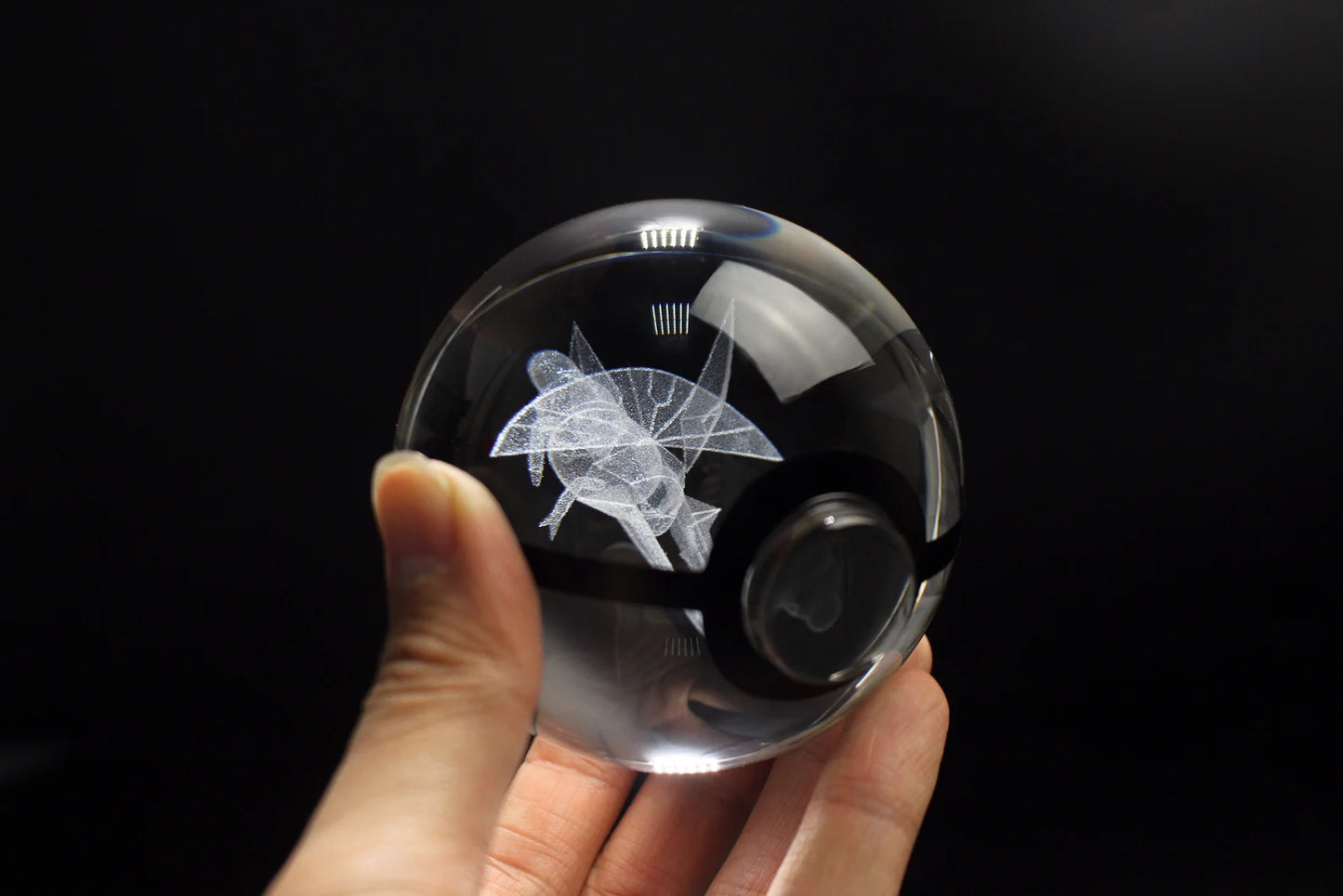 Vikavolt Large Crystal Pokeball 3D Laser Engraving