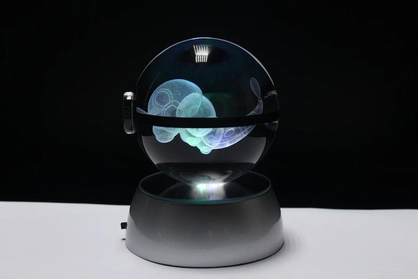 Caterpie Large Crystal Pokeball 3D Laser Engraving
