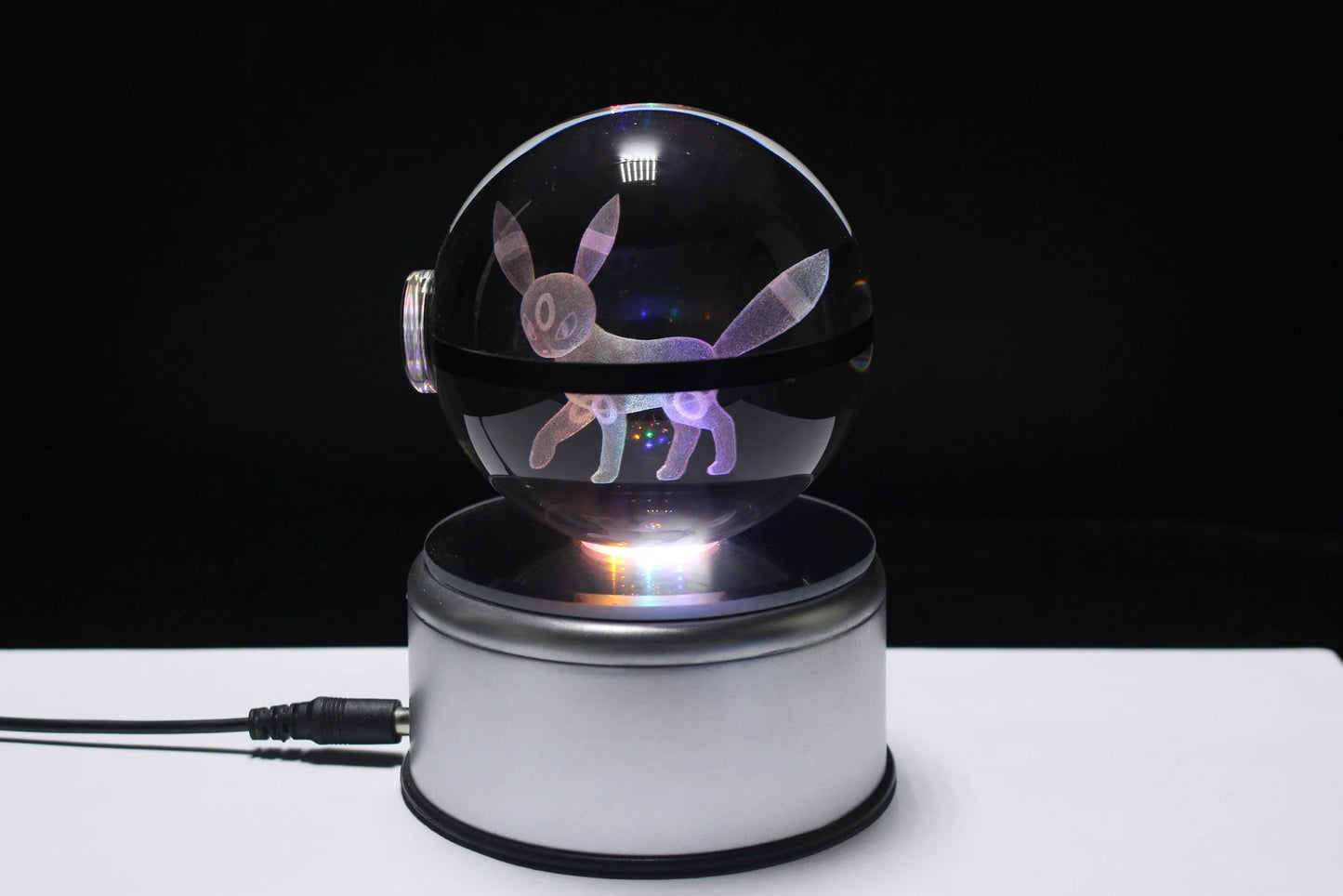 Umbreon Large Crystal Pokeball 3D Laser Engraving