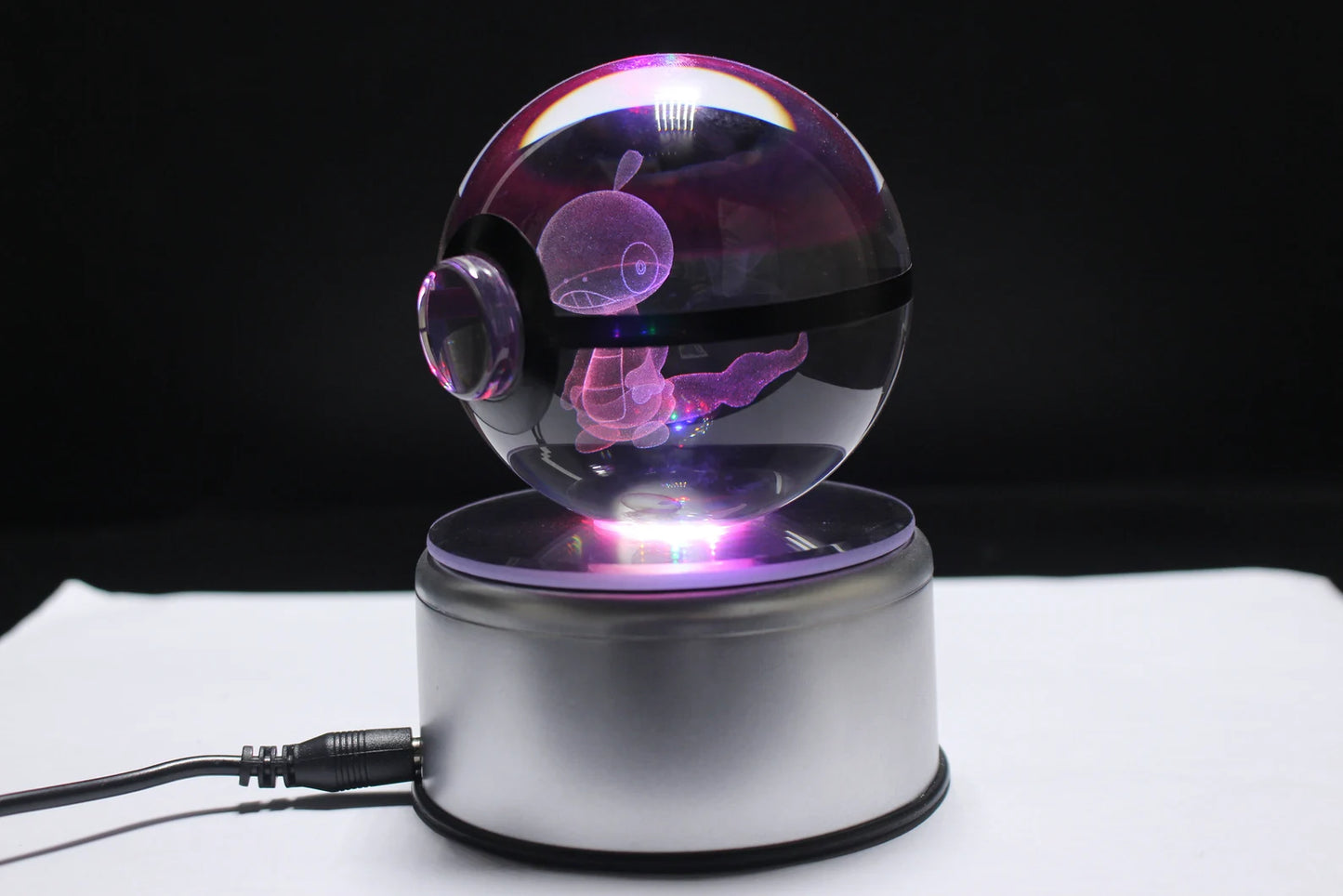Scraggy Large Crystal Pokeball 3D Laser Engraving