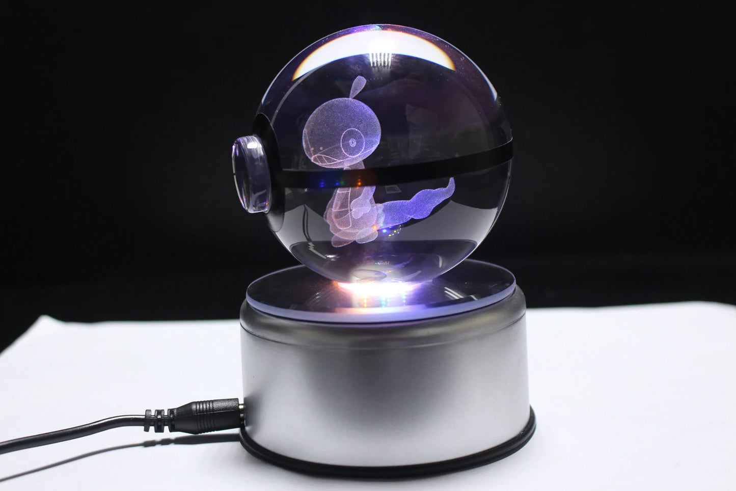 Scraggy Large Crystal Pokeball 3D Laser Engraving