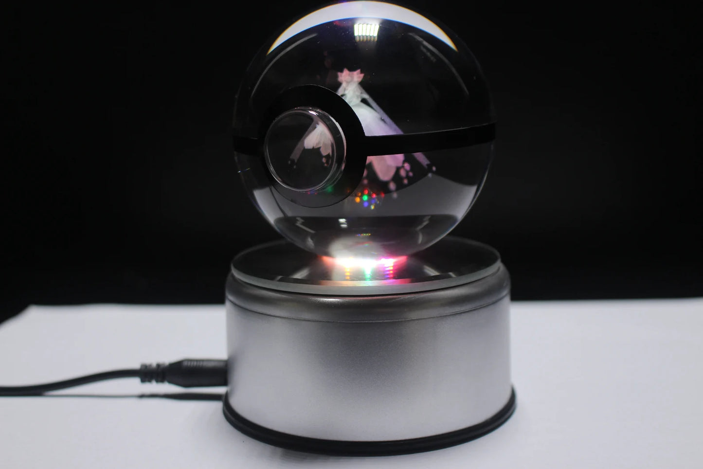 Mega Diancie Large Crystal Pokeball 3D Laser Engraving