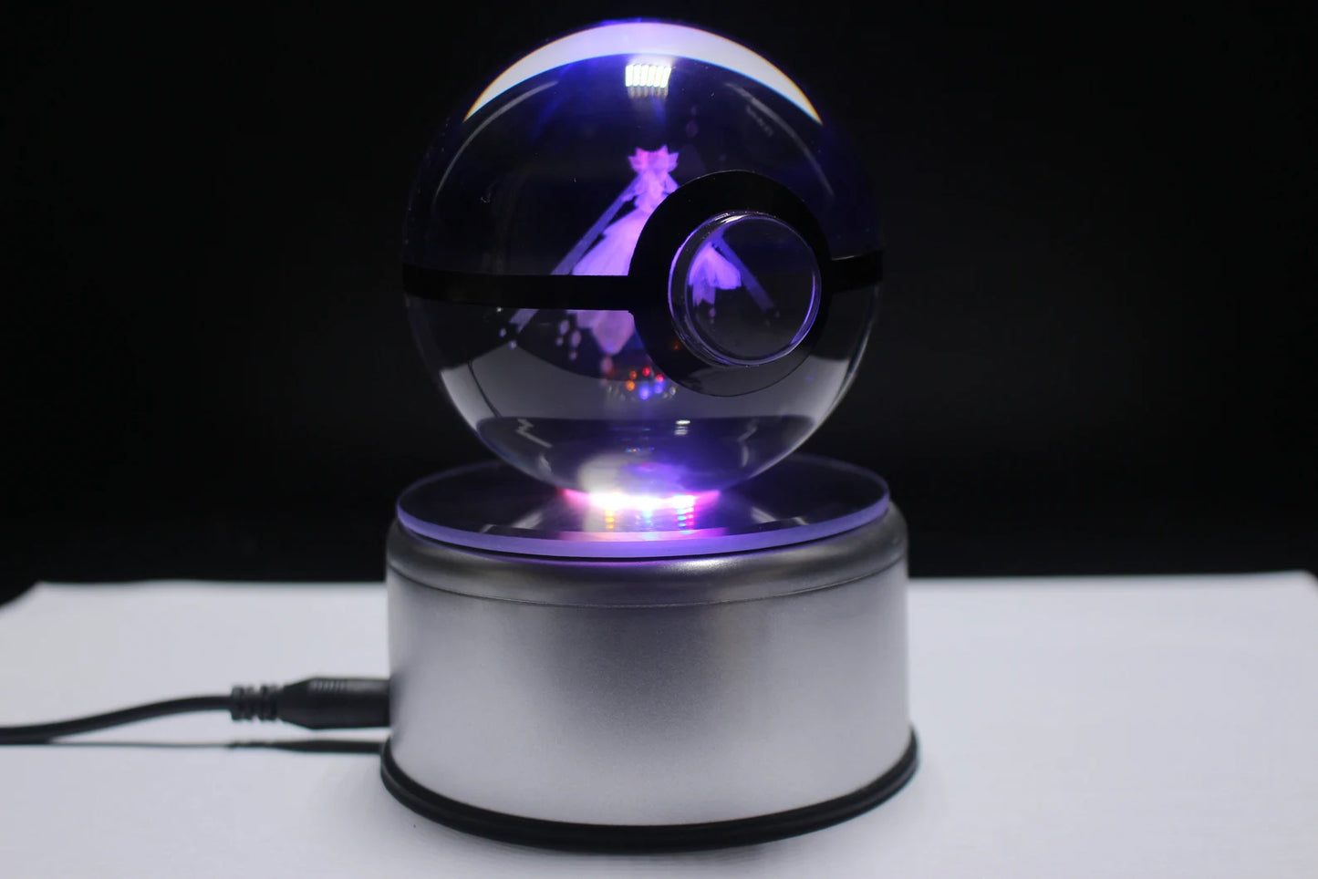 Mega Diancie Large Crystal Pokeball 3D Laser Engraving