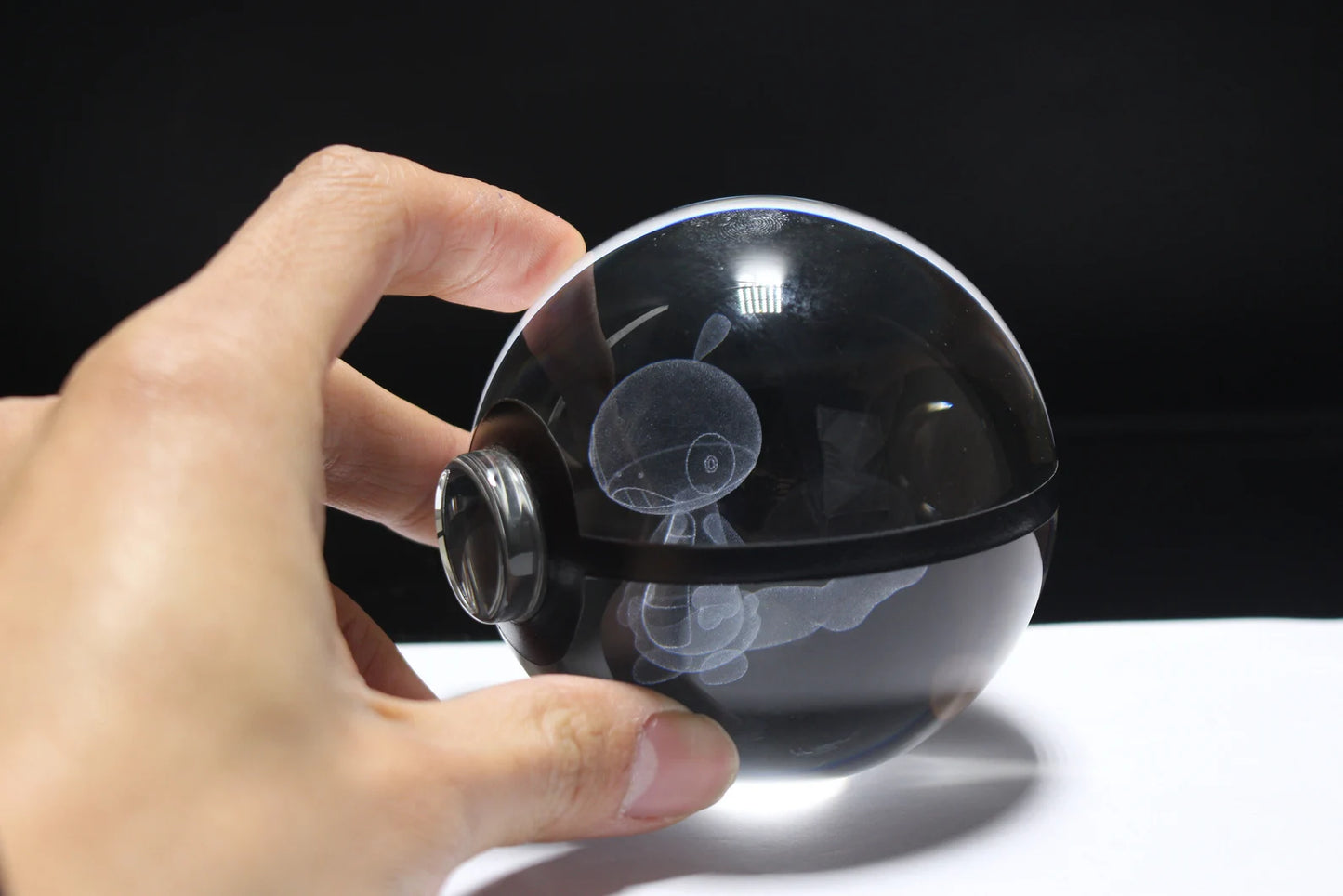 Scraggy Large Crystal Pokeball 3D Laser Engraving