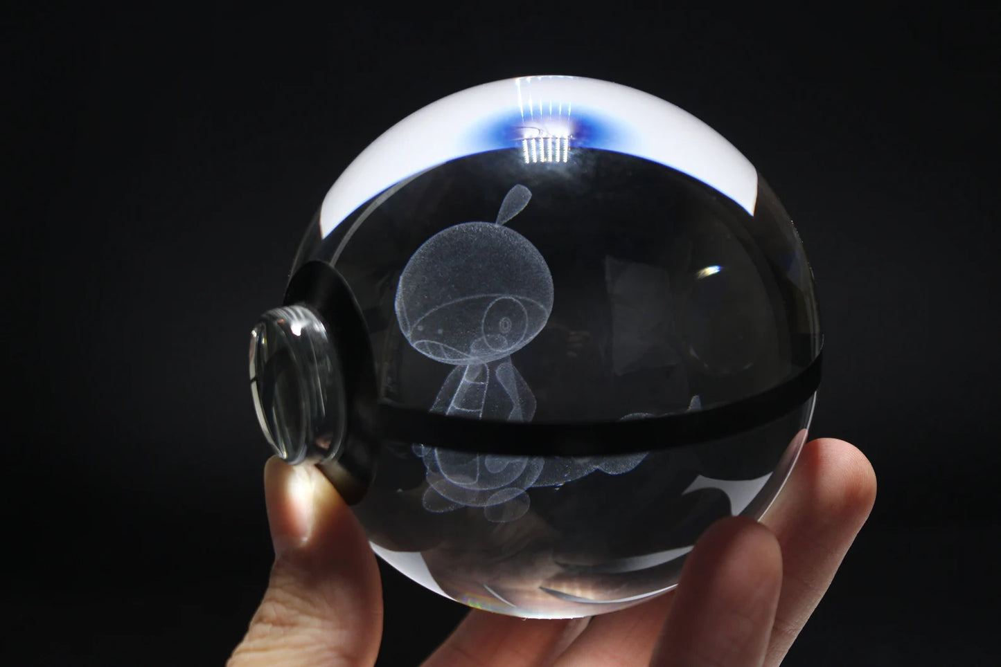 Scraggy Large Crystal Pokeball 3D Laser Engraving
