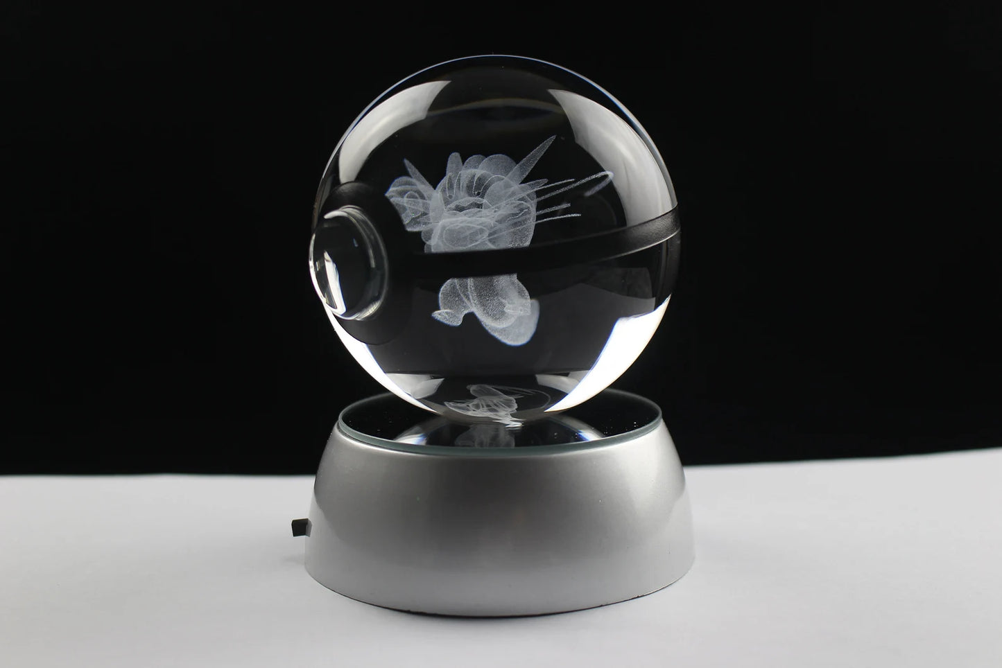 Mega Swampert Large Crystal Pokeball 3D Laser Engraving