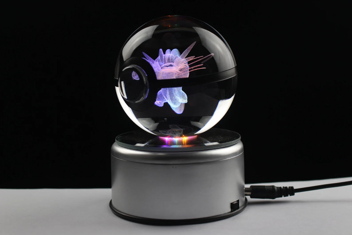 Mega Swampert Large Crystal Pokeball 3D Laser Engraving