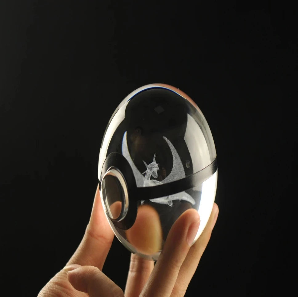 Mega Salamence Large Crystal Pokeball 3D Laser Engraving