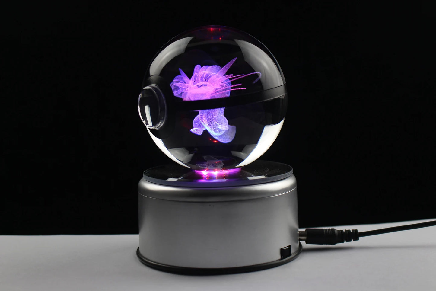 Mega Swampert Large Crystal Pokeball 3D Laser Engraving