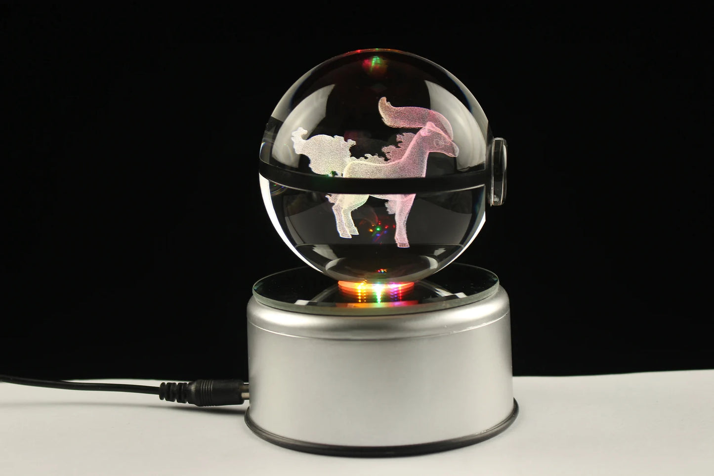 Ponyta Large Crystal Pokeball 3D Laser Engraving