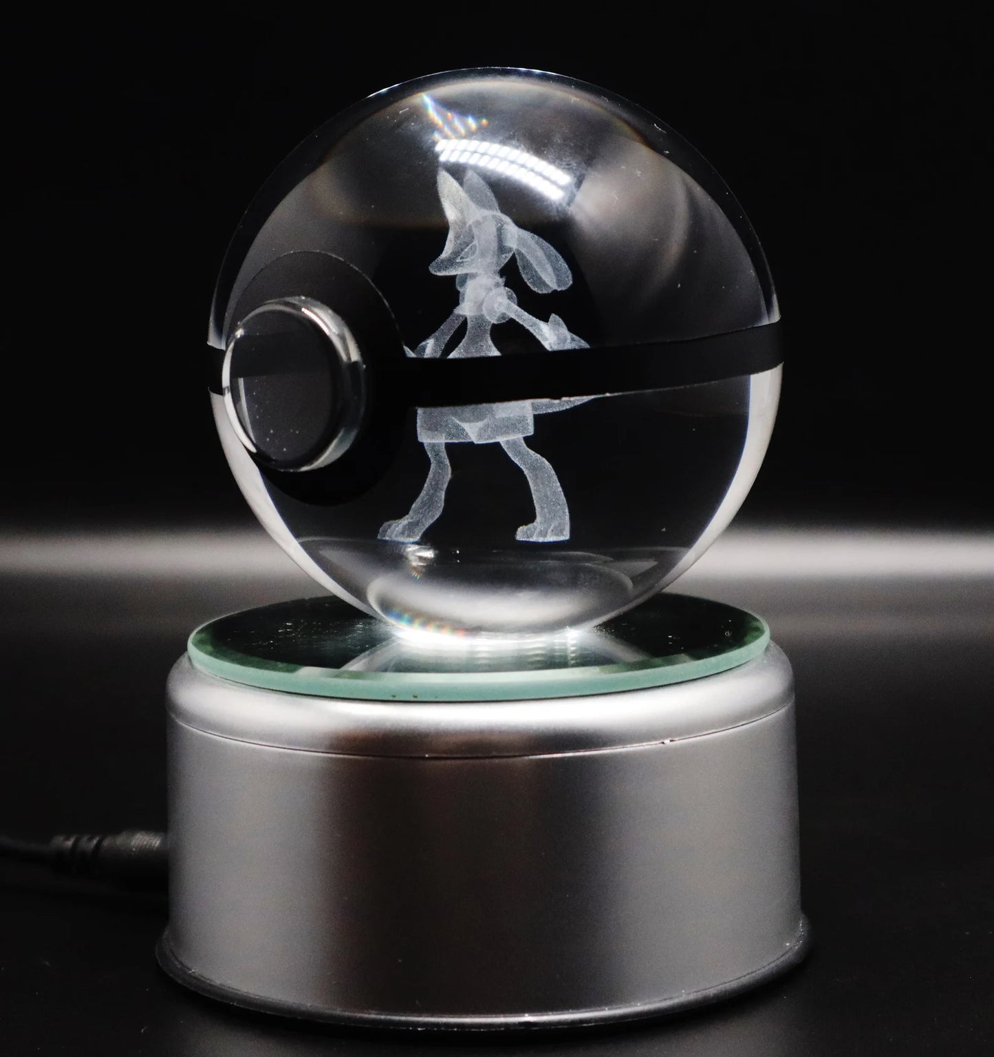 Lucario Large Crystal Pokeball 3D Laser Engraving