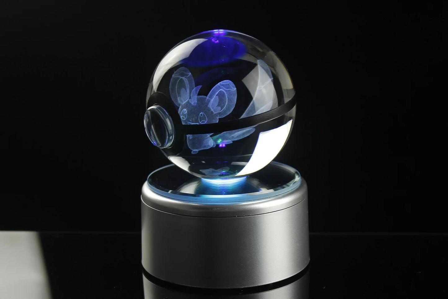 Minccino Large Crystal Pokeball 3D Laser Engraving