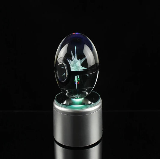 Overqwil Large Crystal Pokeball 3D Laser Engraving