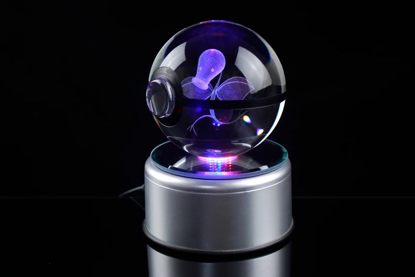 Bellsprout Large Crystal Pokeball 3D Laser Engraving